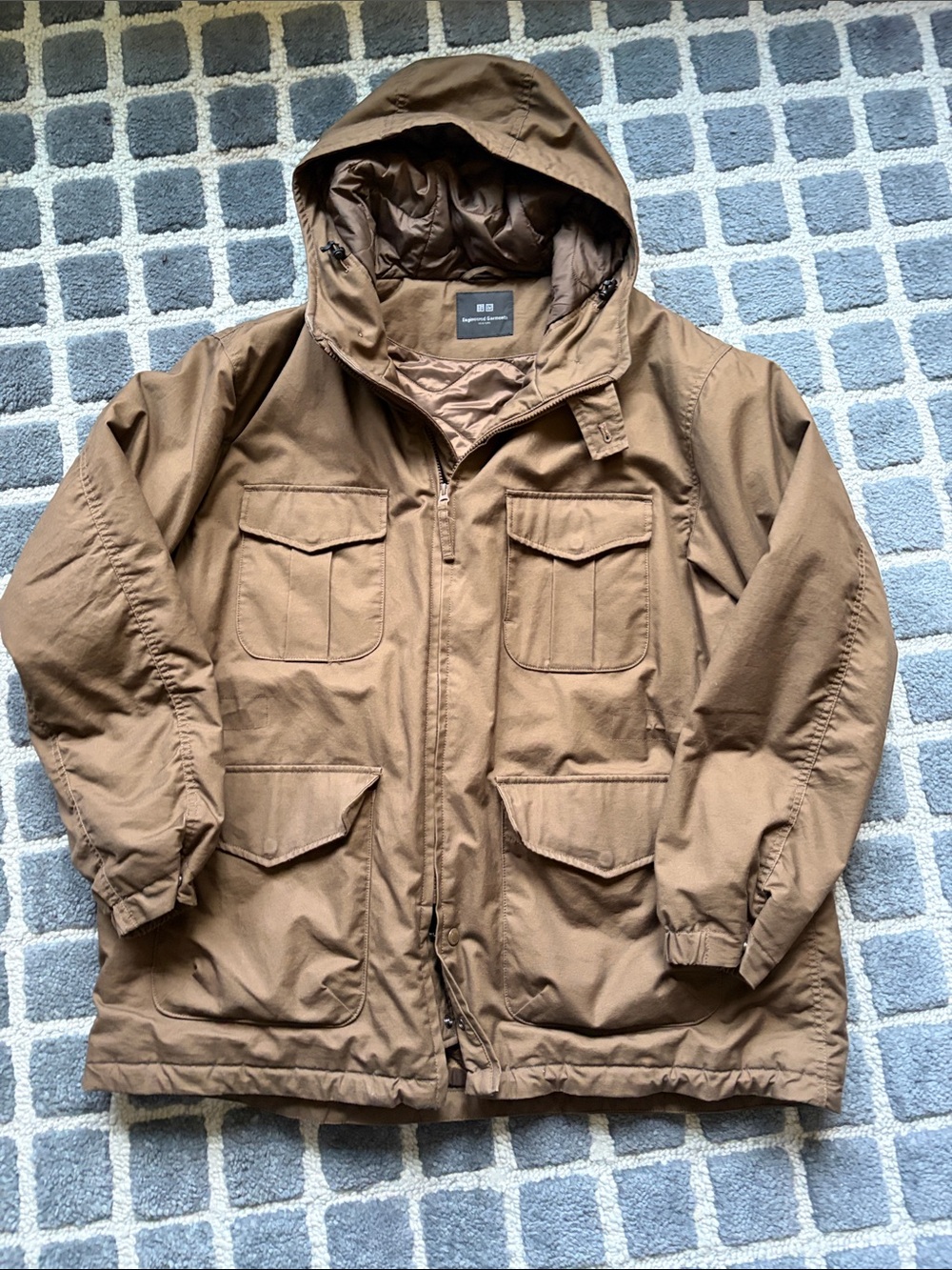 Men's Brown Hooded Field Jacket by Uniqlo